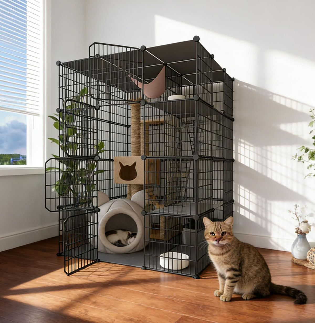 4-Tier Detachable Metal Wire Cat Cage G38619