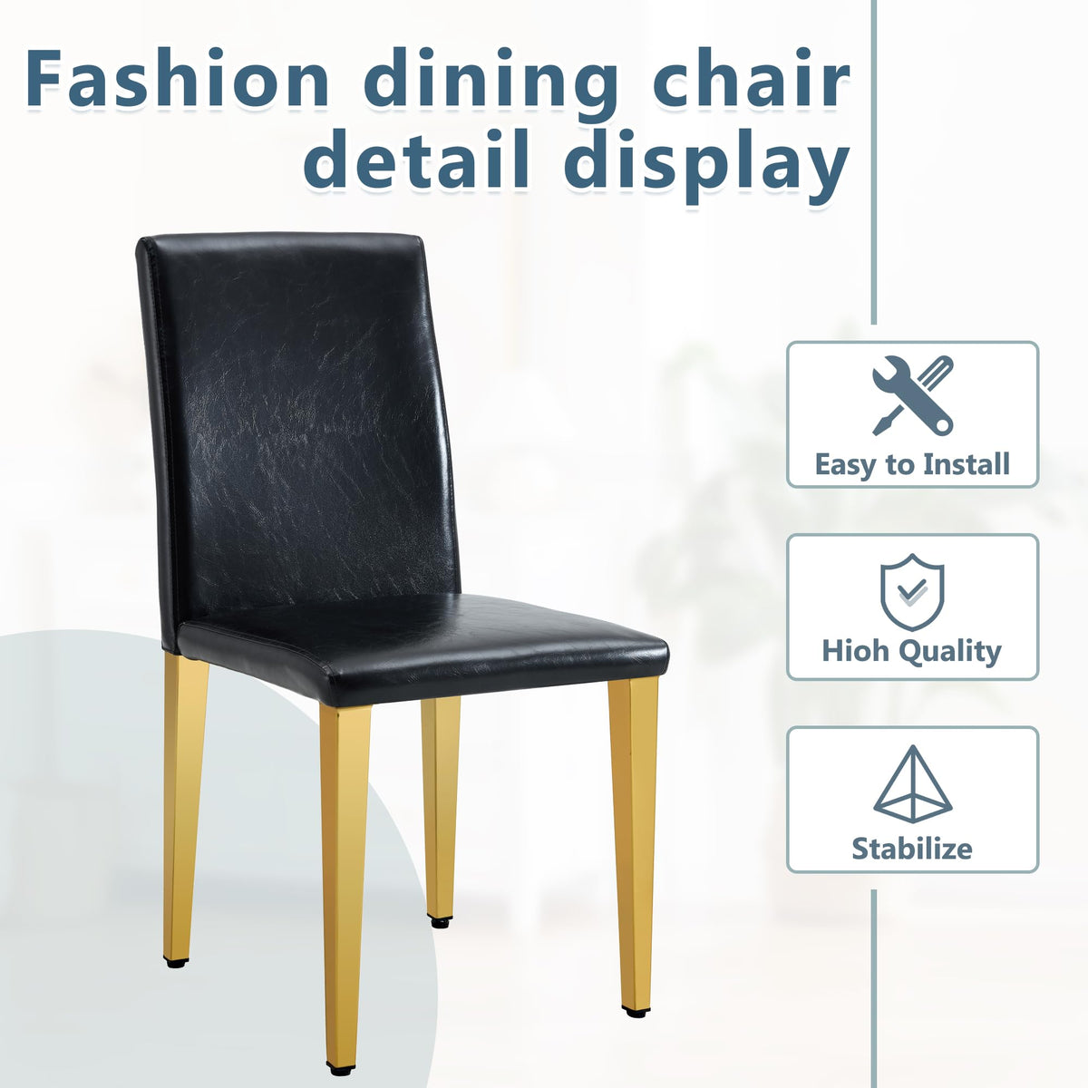 Black PU Leather Dining Chairs Set of 6 R168