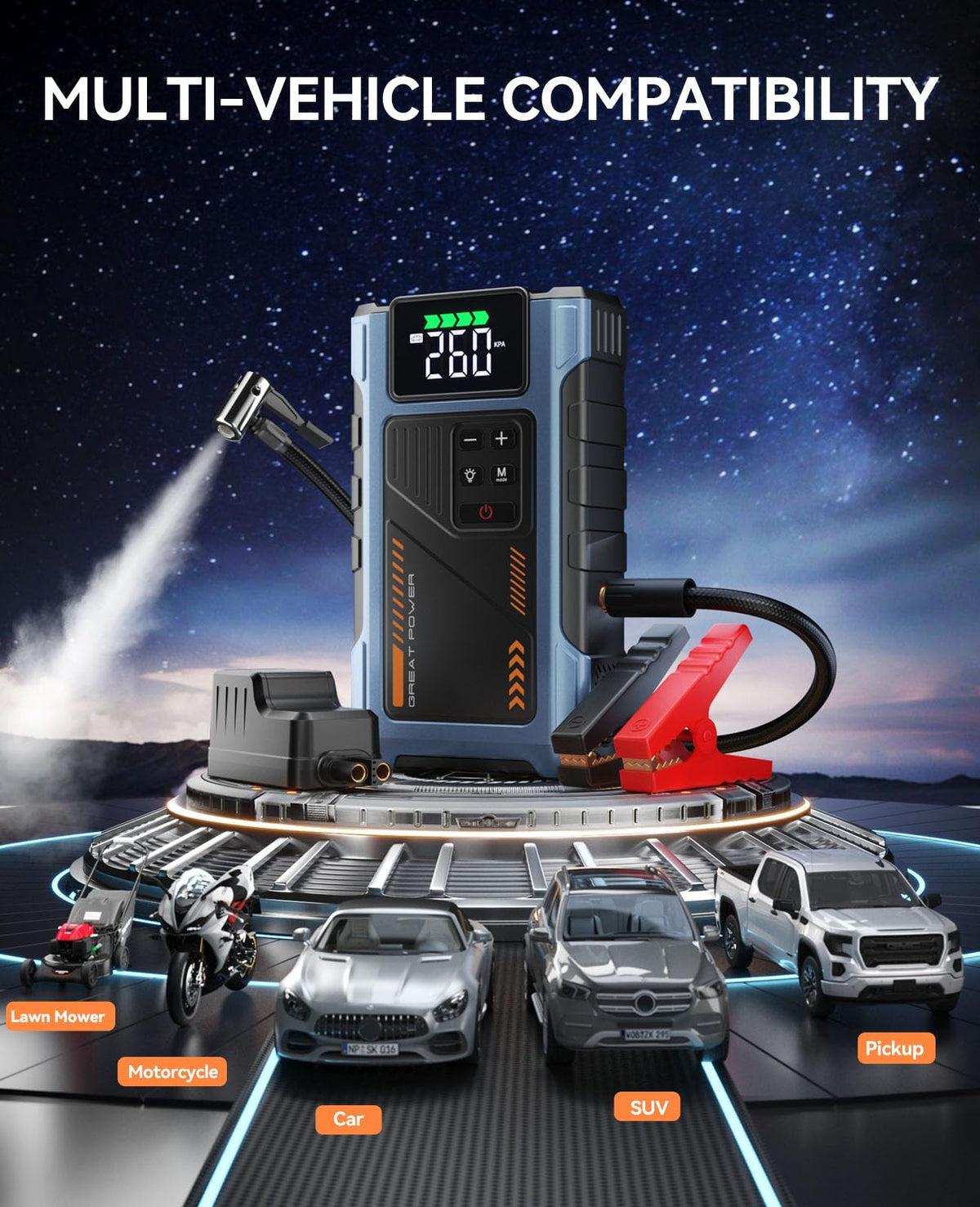 4500A 12V Jump Starter with Air Compressor 150PSI W8286