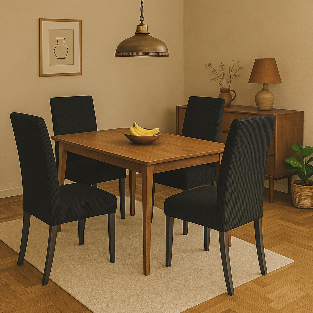 Black 6 Pack Dining Chair Covers L720