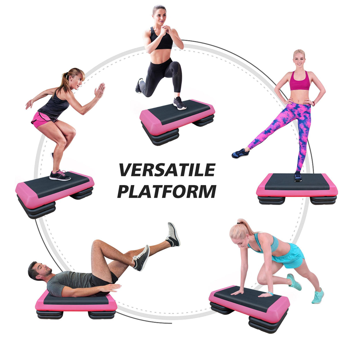 43" Adjustable Aerobic Step Platform with 4 Risers, 550 LBS Capacity F467
