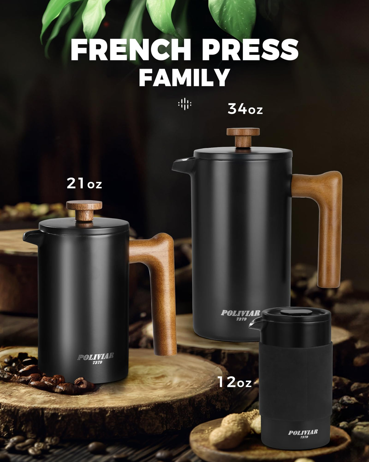 French Press Coffee Maker, 21oz, Black O924825