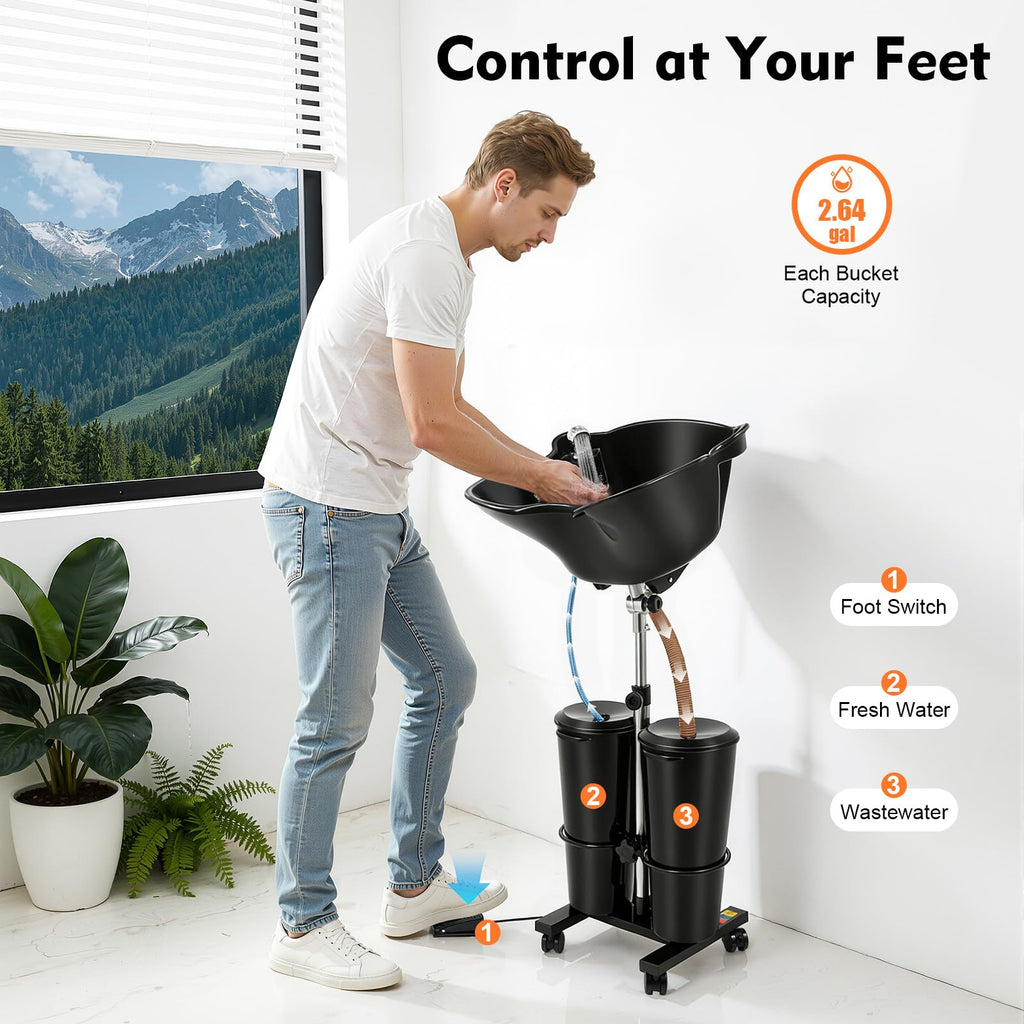 Portable Height Adjustable Shampoo Bowl with Electric Pump J4195