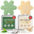 Tea Tree Clarifying Shampoo Bar & Rice Water Protein Conditioner Bar Set 2 pack D9824