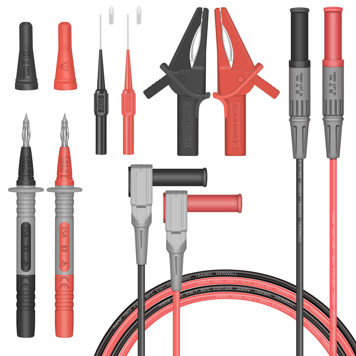 4mm Banana Plug Test Leads with Alligator Clips W296