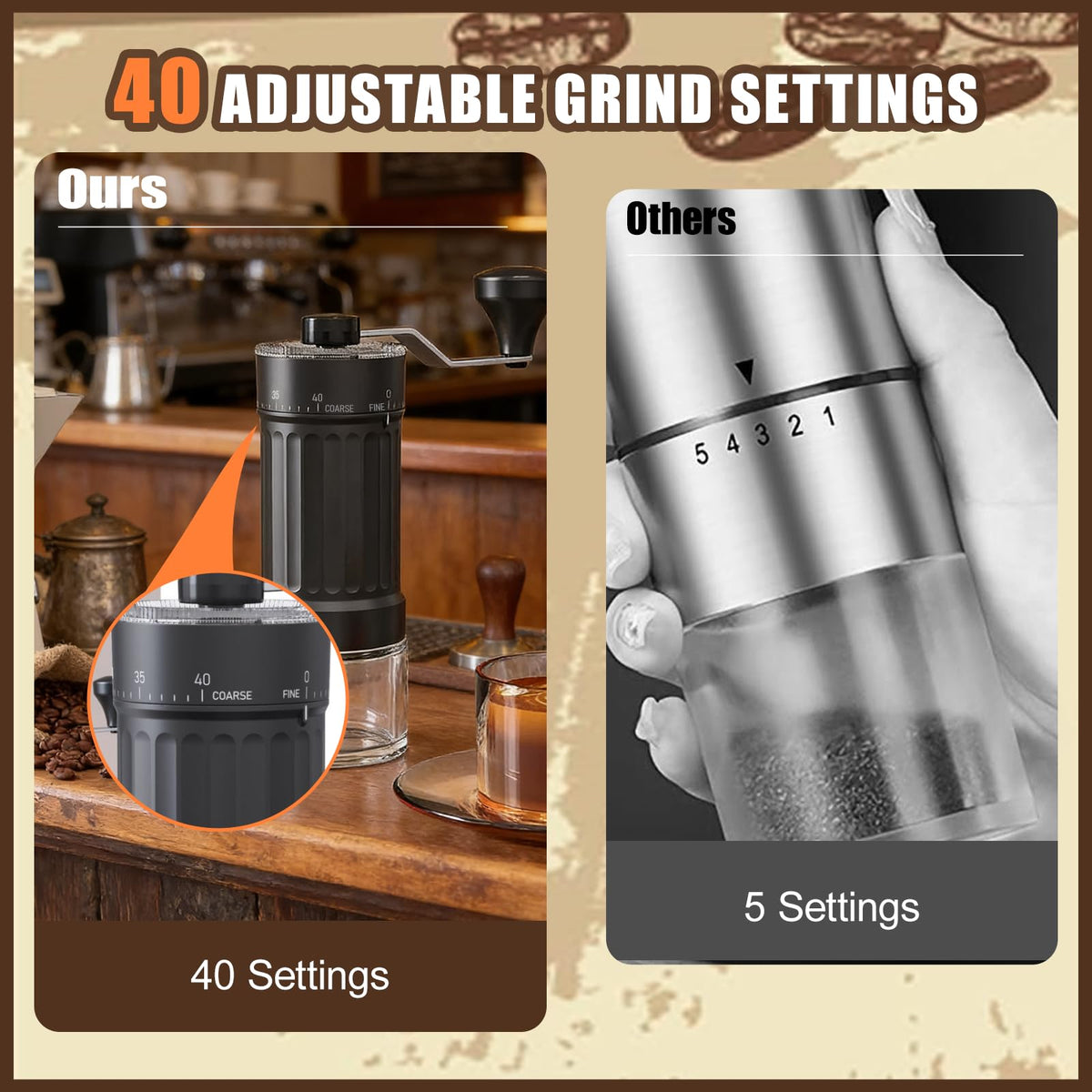 Manual Coffee Grinder with 40 Adjustable Settings, 30g Capacity J62004