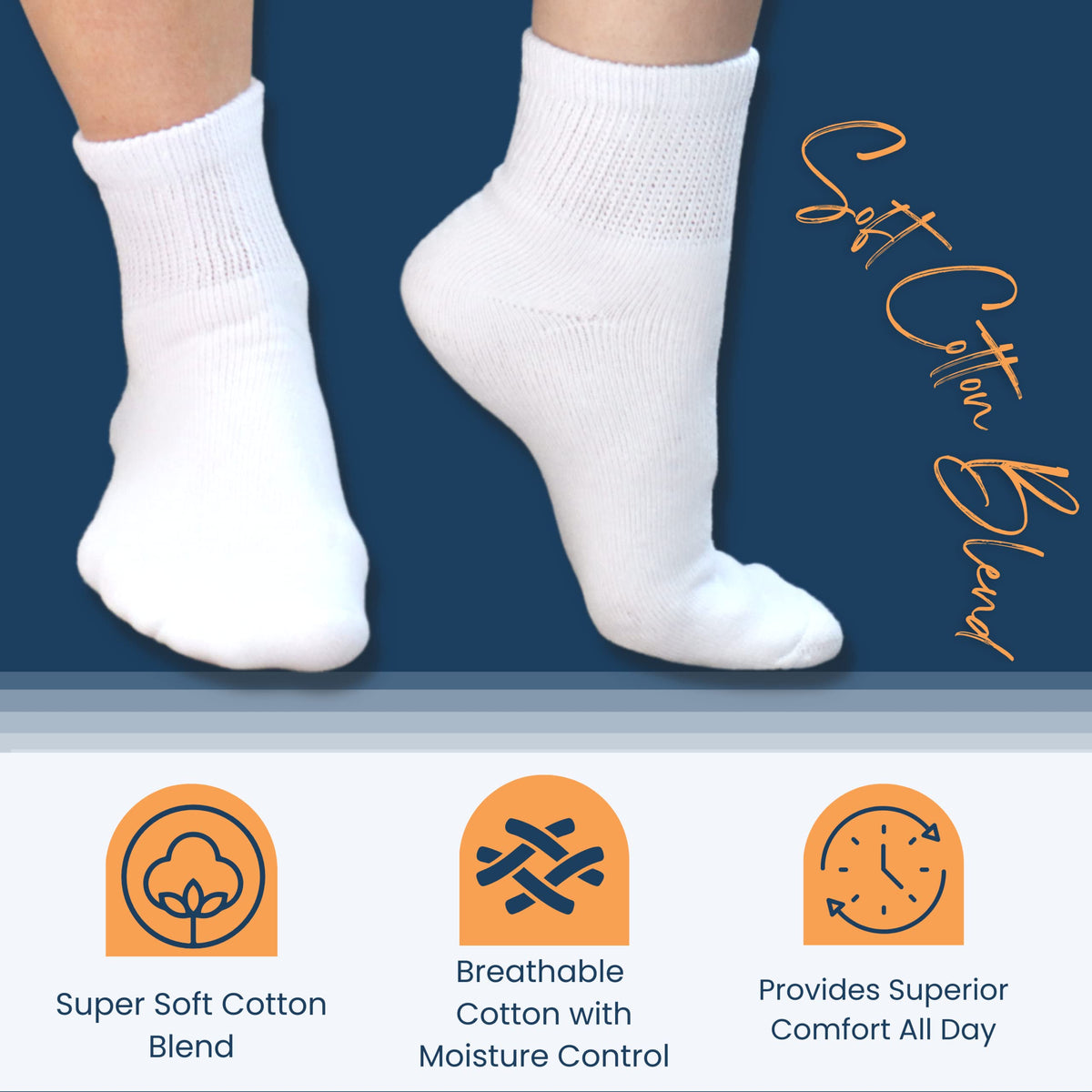 Women's Diabetic Ankle Socks, 6 Pairs, Non-Binding U7598
