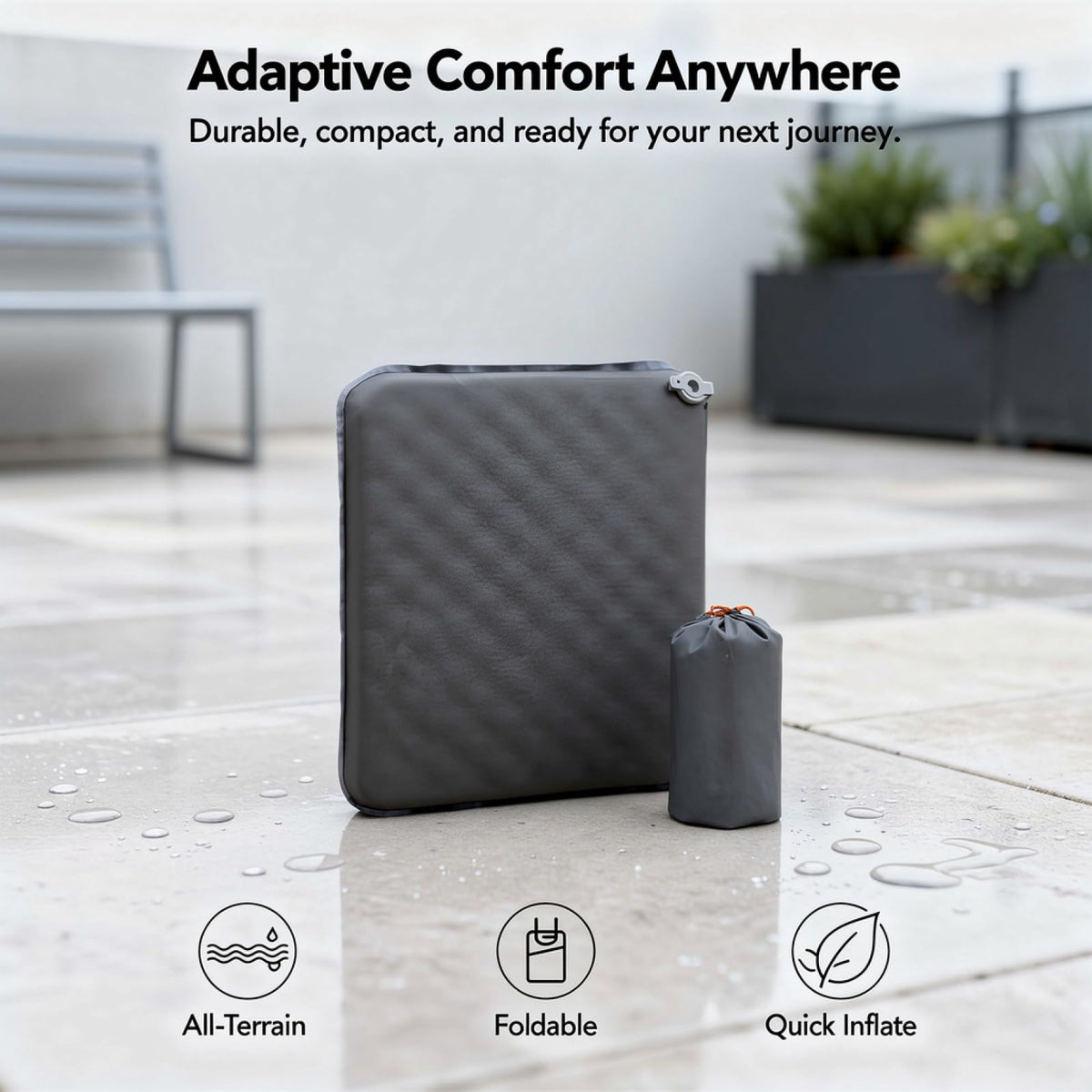 2 Pcs Inflatable Seat Cushion, 16.9 x 13 in Nylon TPU E612
