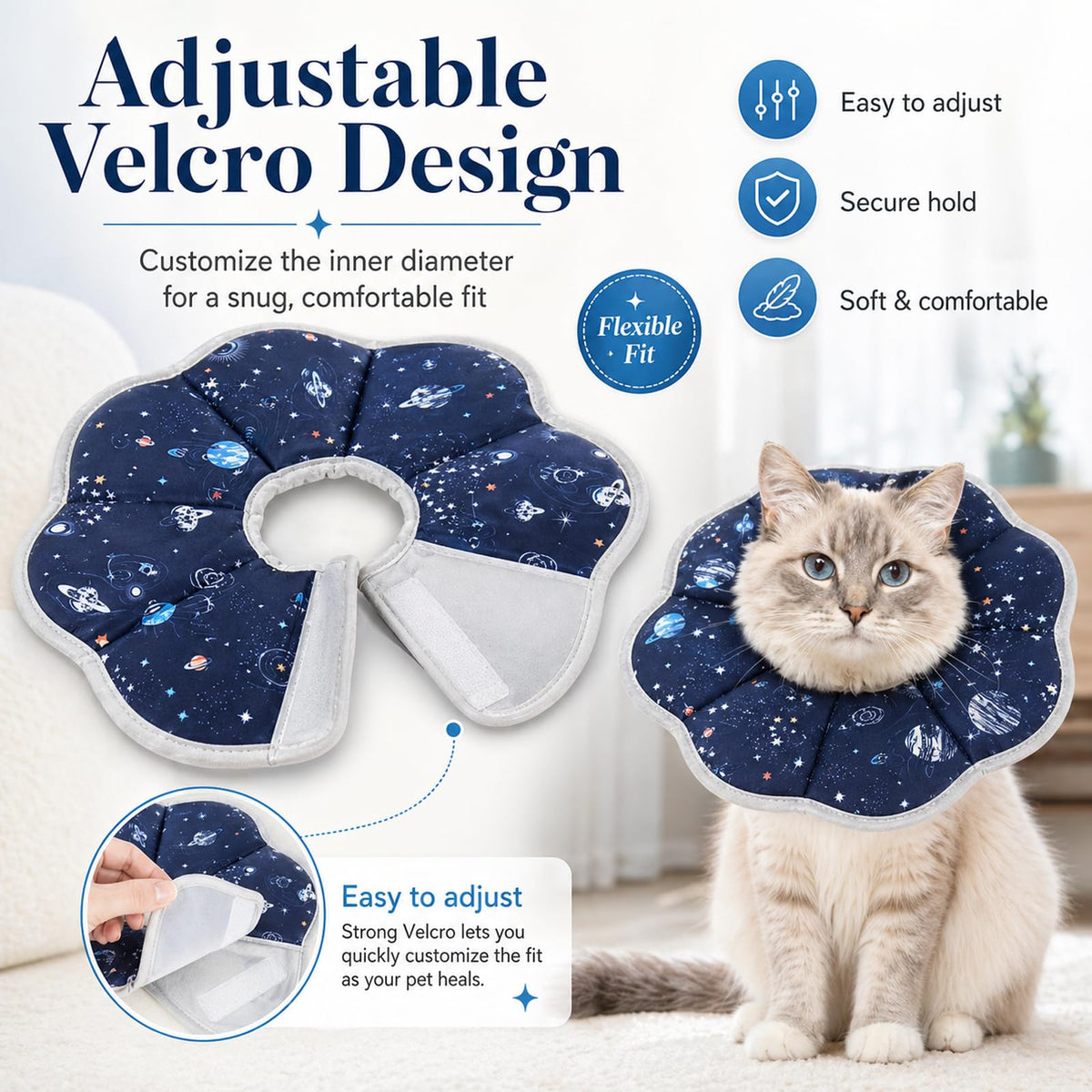 Soft Cat Recovery Cone Collar for Small Medium Cats L9937