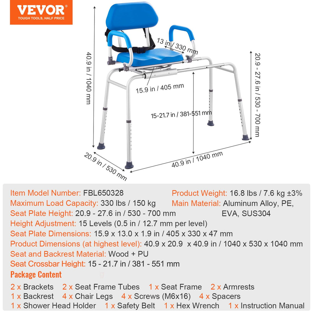 Sliding Tub Transfer Bench with 360 Degree Swivel Seat A22242