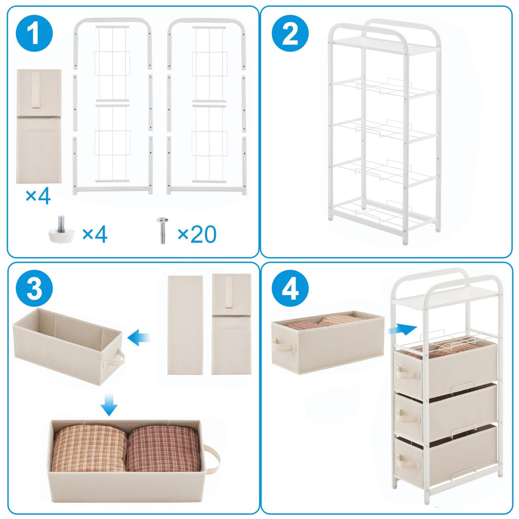 4 Drawer Narrow Fabric Dresser K712