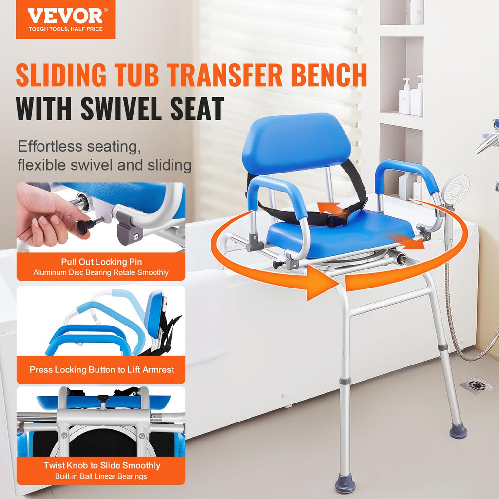 Sliding Tub Transfer Bench with 360 Degree Swivel Seat A22242