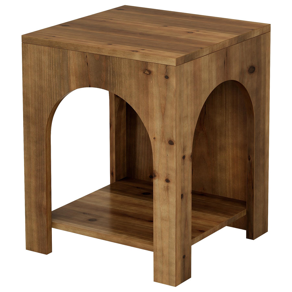 Farmhouse Wooden 2-Tier Side Table Set of 2 I40177