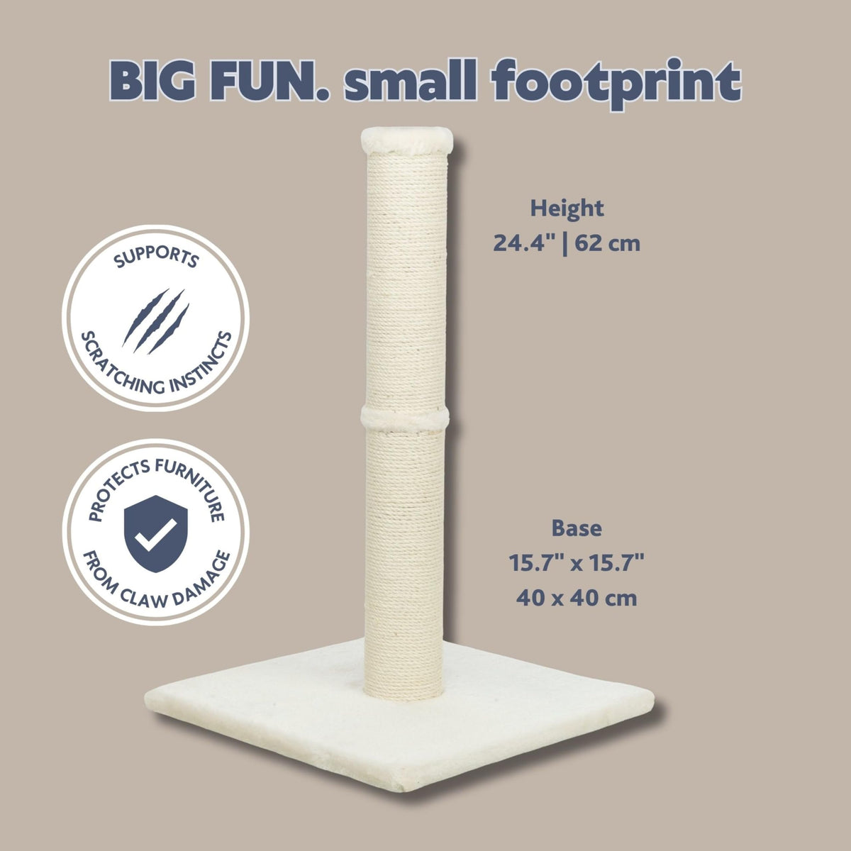 Beige Jute Cat Scratching Post K599