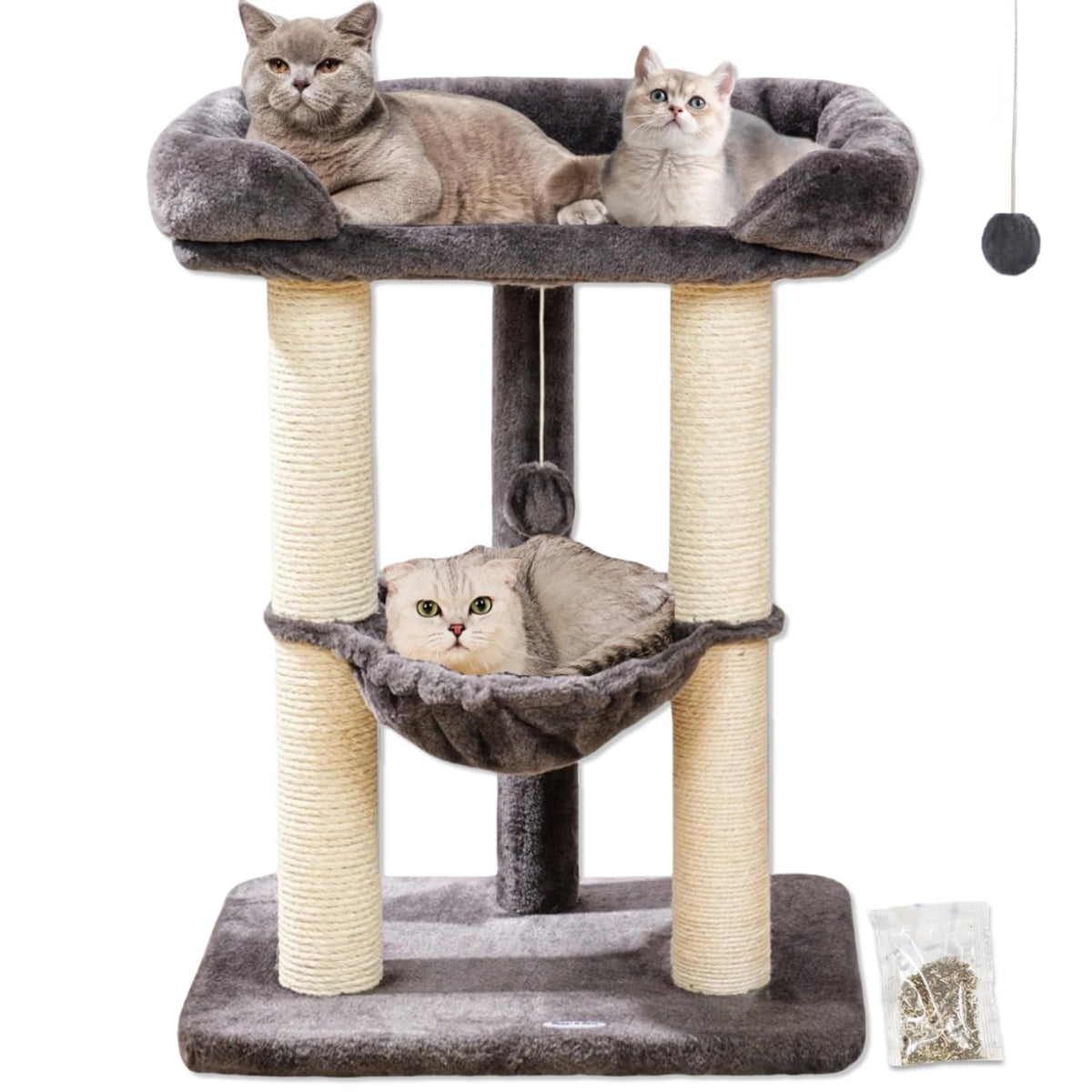 28" Cat Tree with Hammock and Removable Cover U9055