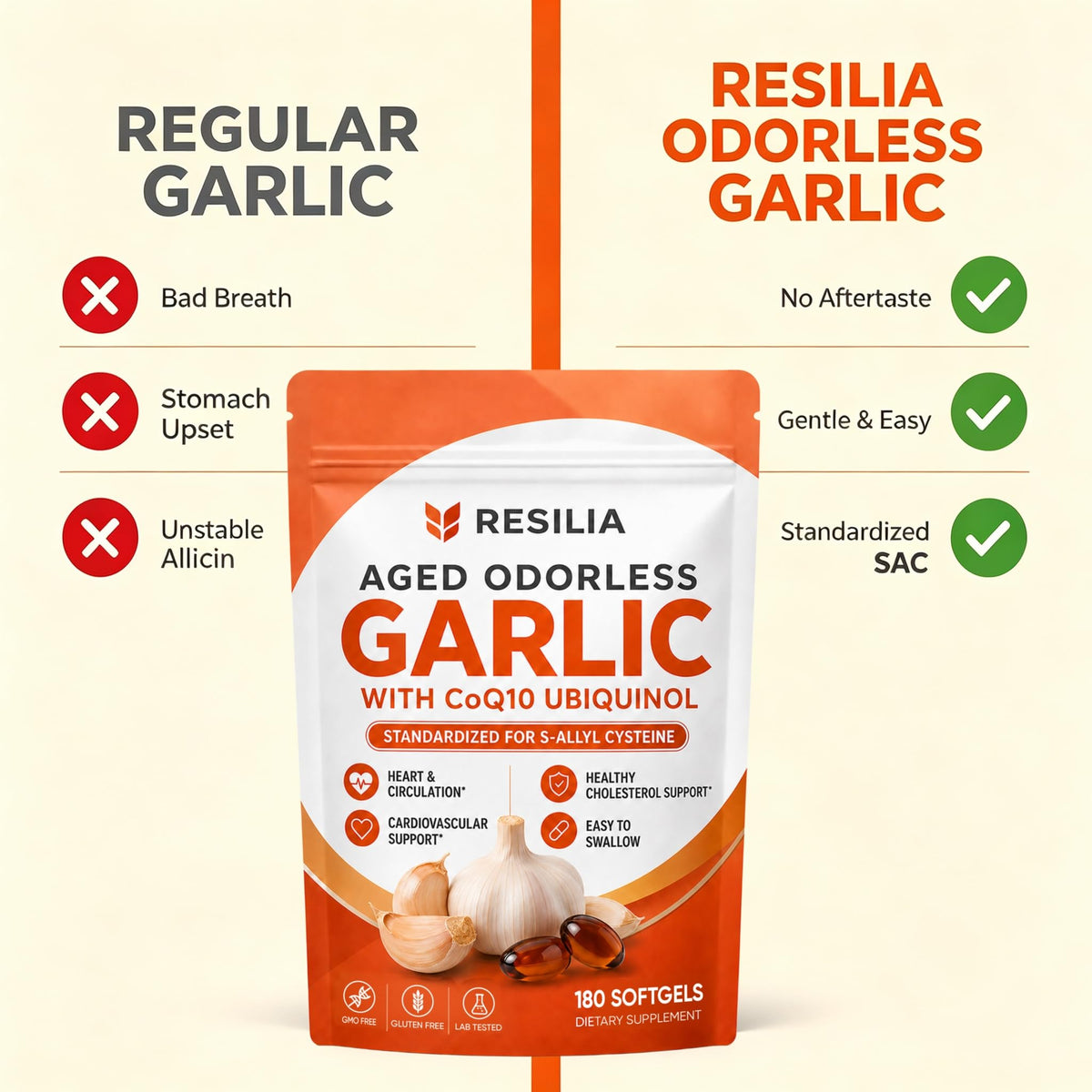 Aged Garlic Supplement 180 Softgels 1200mg L382