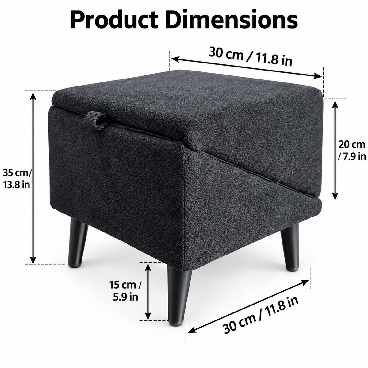 Foldable Dog Stairs Ottoman 2 in 1 Pet Steps with Storage S2836