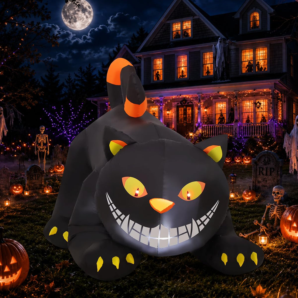 6 FT Halloween Inflatable Black Cat with LED Lights Y132