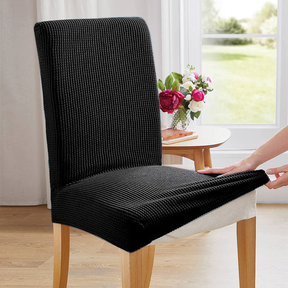 Black 6 Pack Dining Chair Covers L720