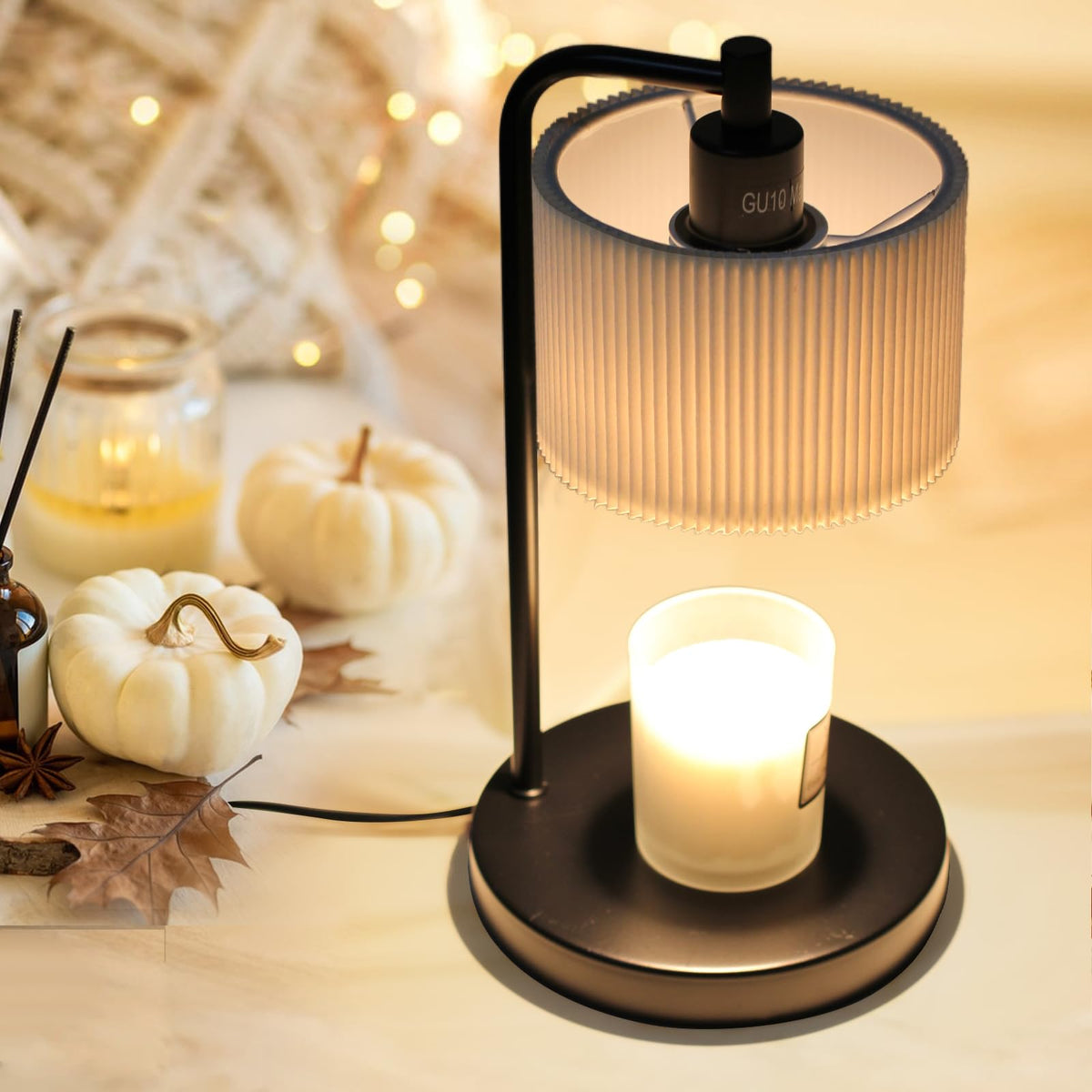 Dimmable Candle Warmer Lamp with Timer and Bulbs Black G64636