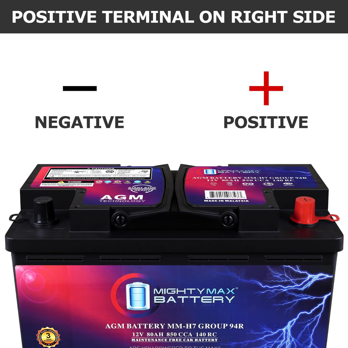 12V 80AH 850 CCA Replacement Battery F34135