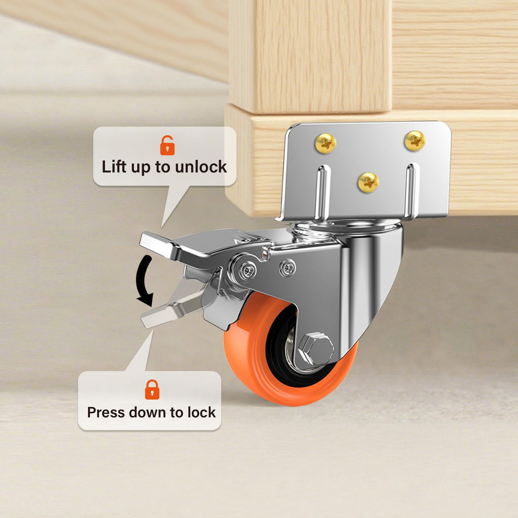 2" L-Shaped Swivel Caster Wheels Set of 4 X821
