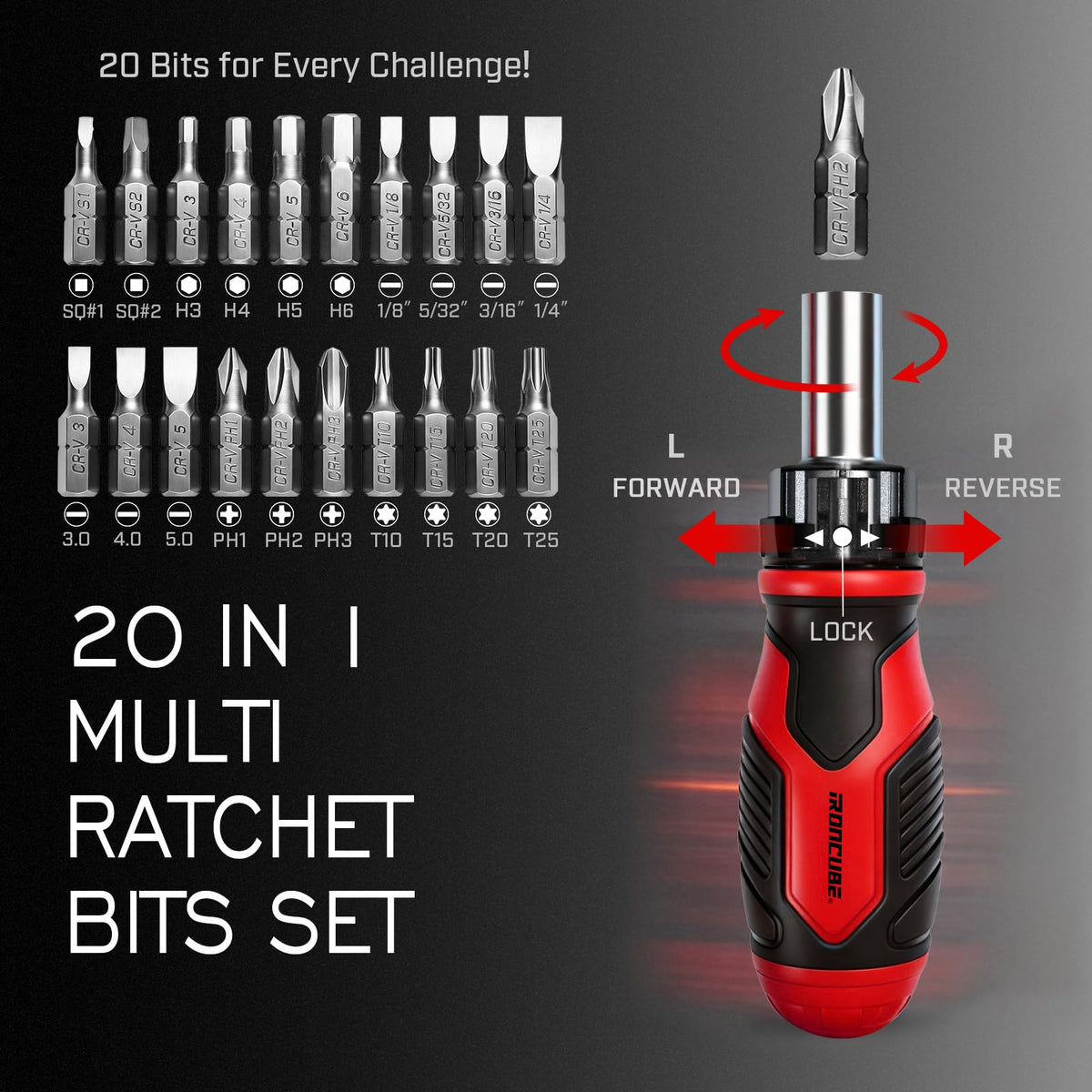 53-Piece Socket Ratchet Wrench Set with Ratcheting Screwdriver T8396