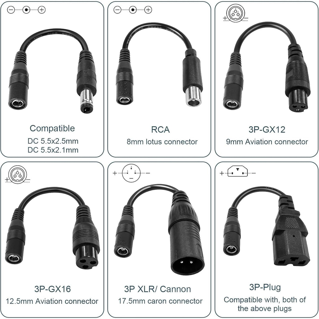 54.6V 2A Electric Scooter Charger with 6-in-1 Universal Plug V495