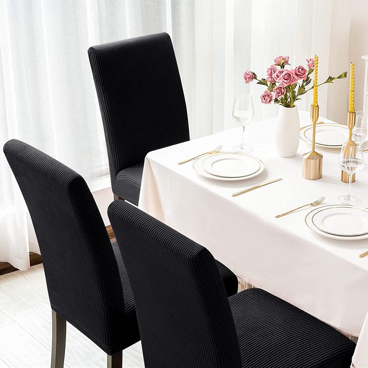 Black 6 Pack Dining Chair Covers L720