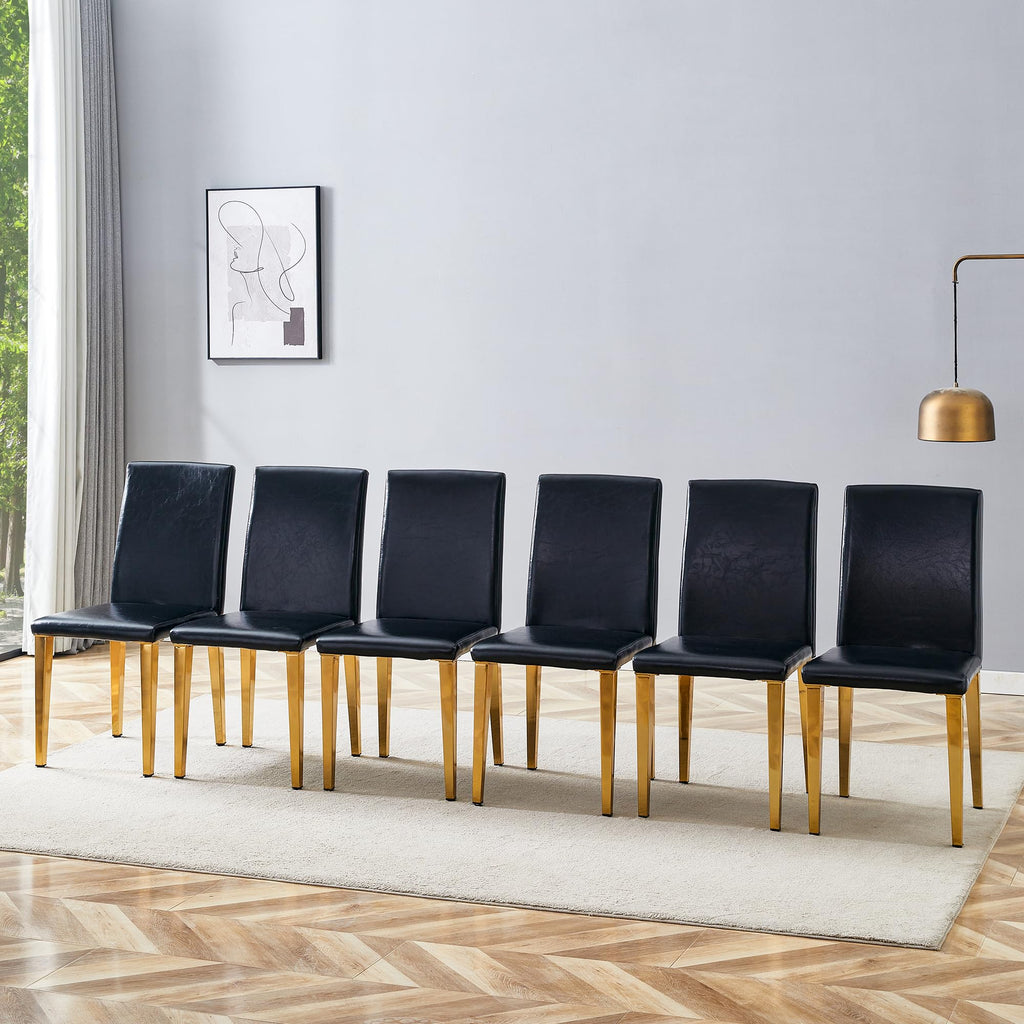 Black PU Leather Dining Chairs Set of 6 R168