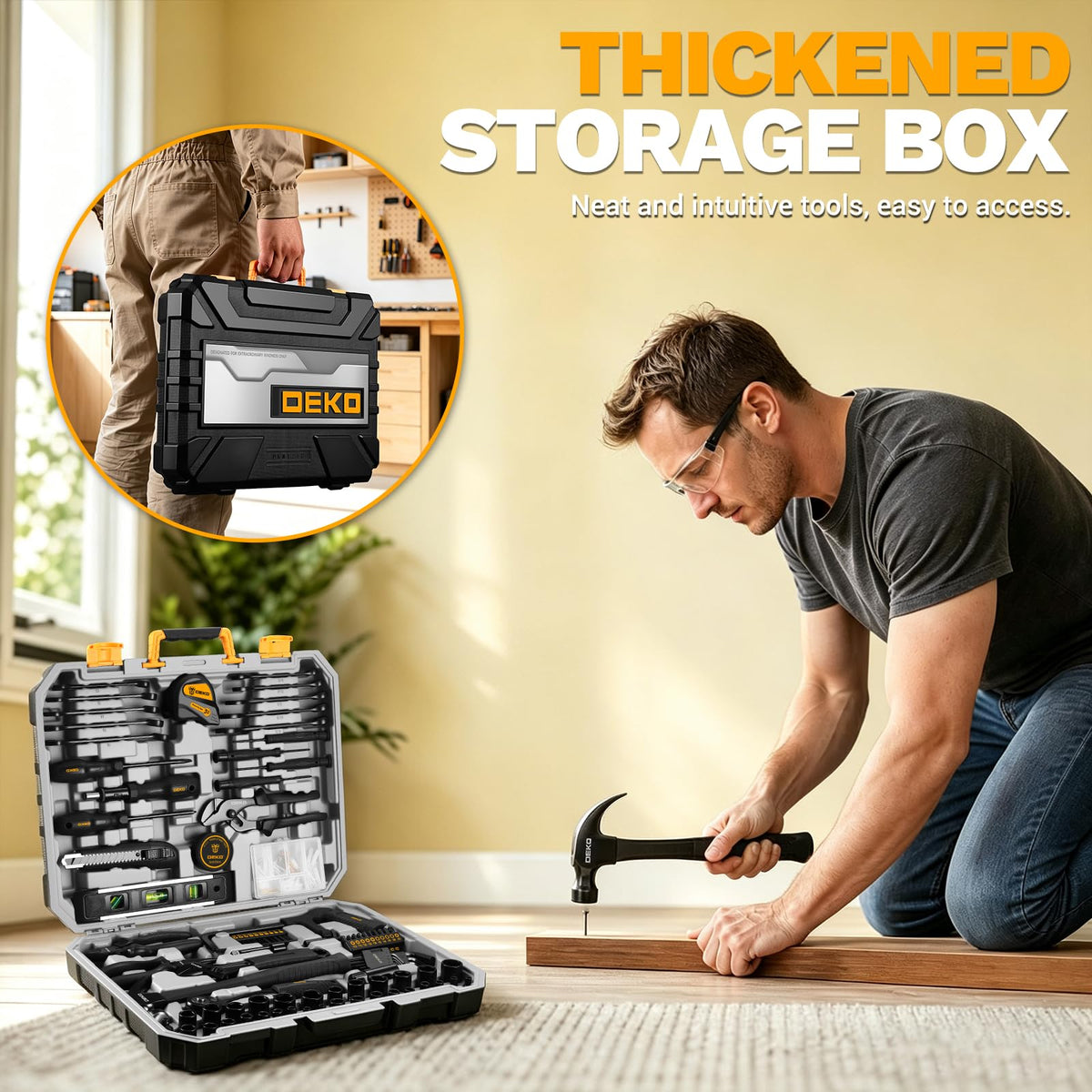 218-Piece General Household Hand Tool Kit with Storage Case M381771