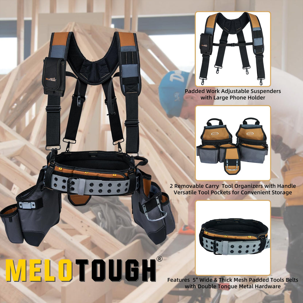 Khaki 28-Pocket Tool Belt and Suspenders K703970