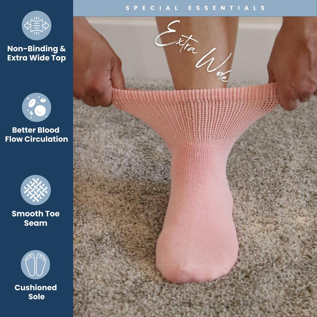 Women's Diabetic Ankle Socks, 6 Pairs, Non-Binding U7598