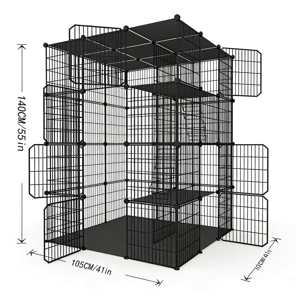 4-Tier Detachable Metal Wire Cat Cage G38619