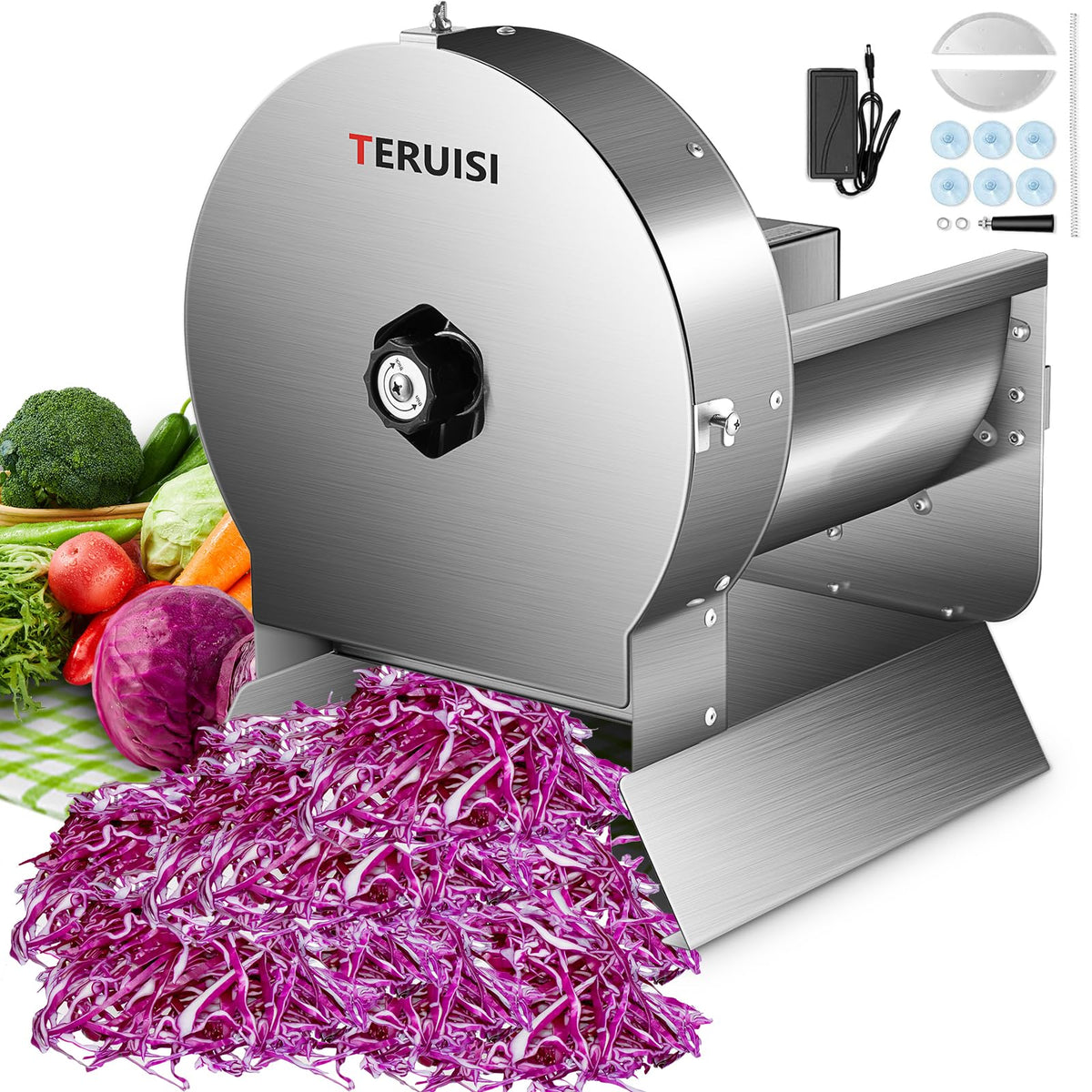 Electric Vegetable Slicer, Stainless Steel 2 IN 1 Manual & Electric Food Slicer X5612