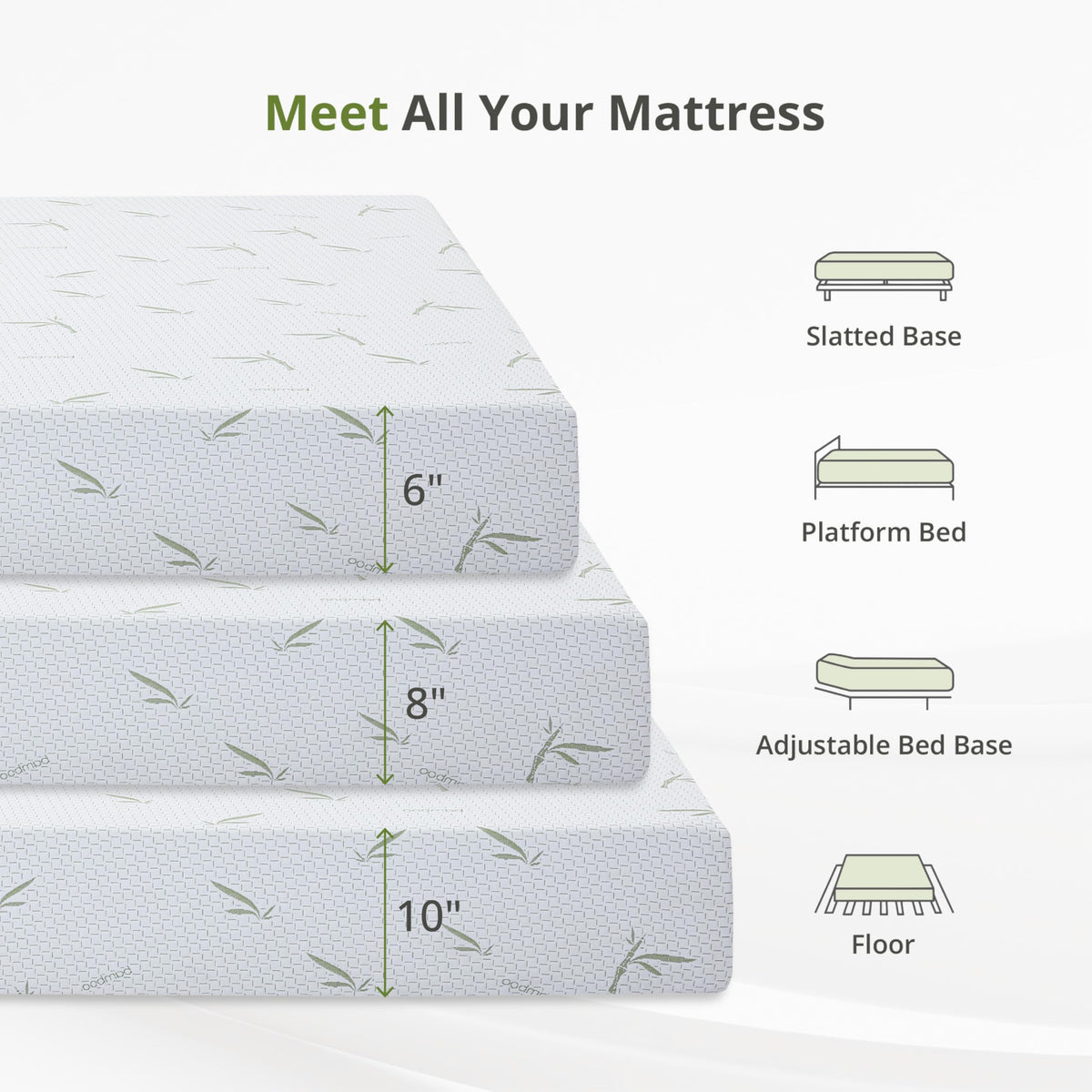Full Size 8 Inch Medium Firm Memory Foam Mattress V181214