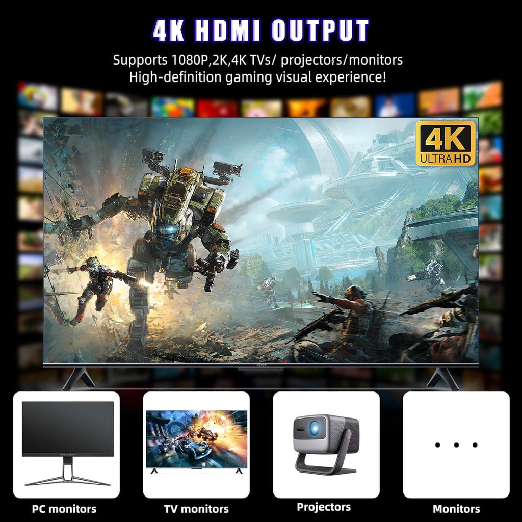 Wireless Retro Gaming Console Game Stick with 4K HDMI Output and 2 Wireless Controllers D42877