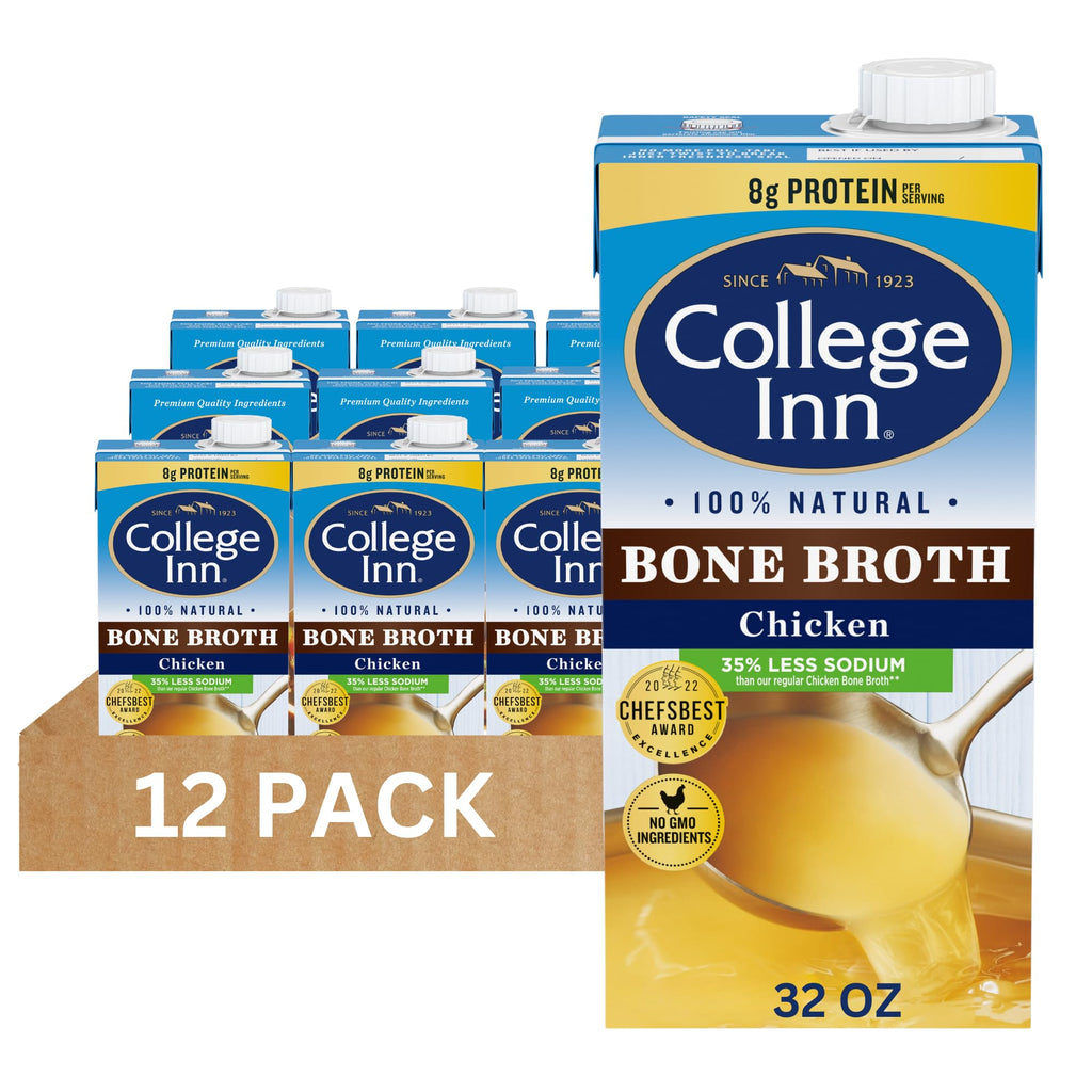 100% Natural Reduced Sodium Chicken Bone Broth 32 Oz (Pack of 12) I99137