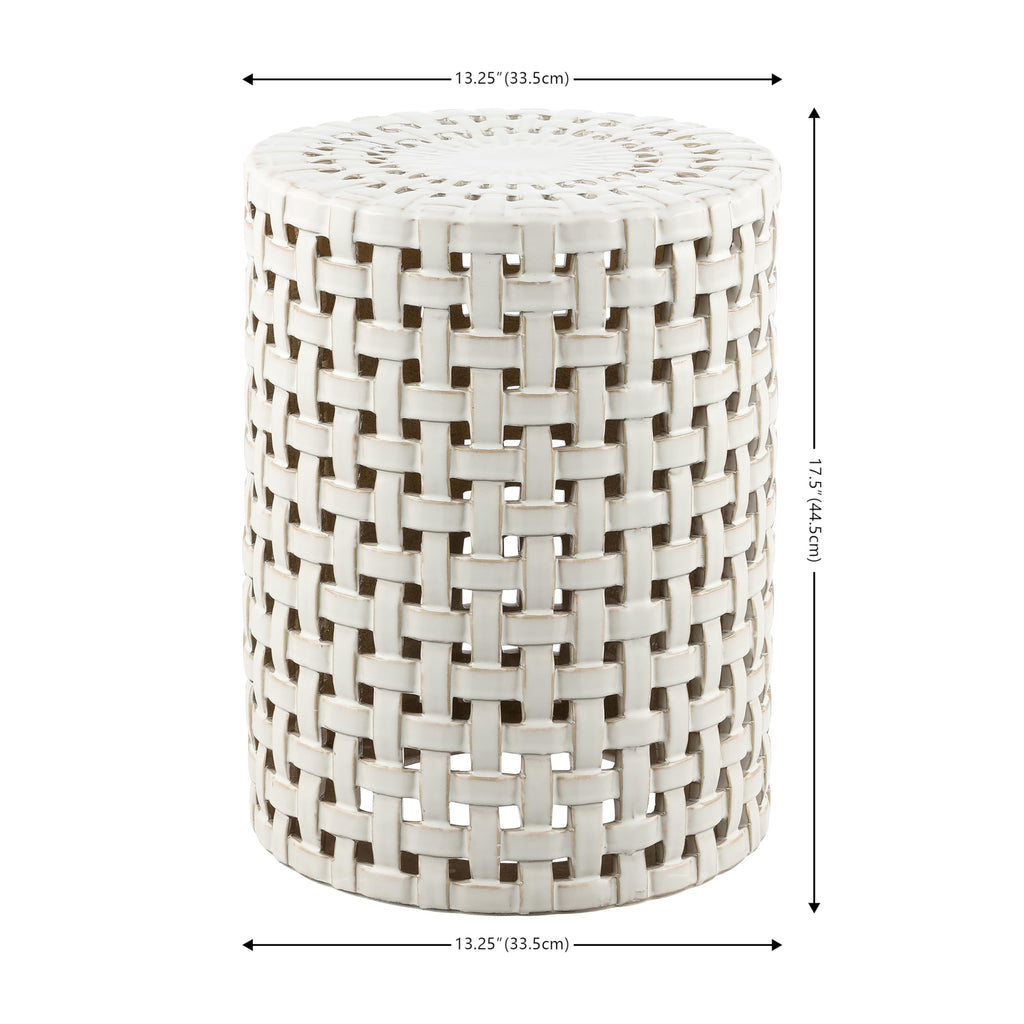 Cream Ceramic Decorative Accent Garden Stool Z4698