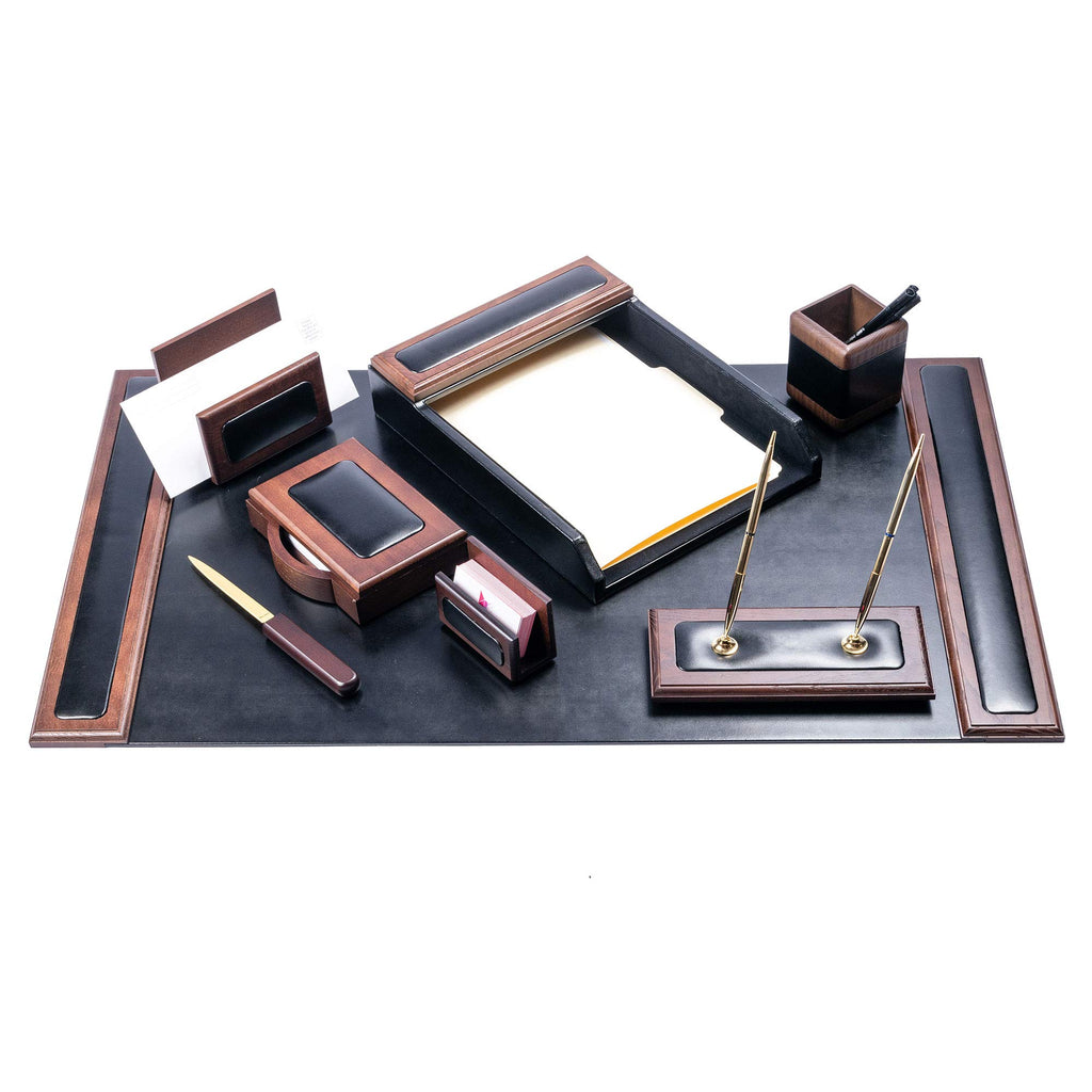Wood & Leather Desk Set 8 Piece L76141