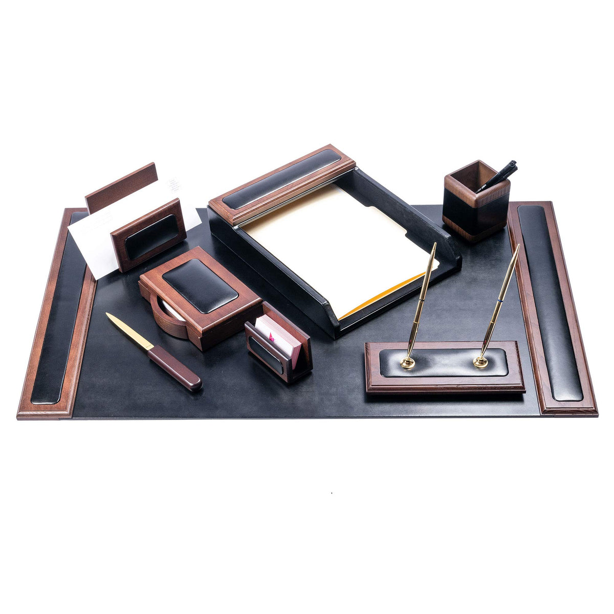 Wood & Leather Desk Set 8 Piece L76141