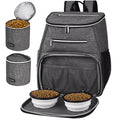 Dog Travel Bag Backpack with 2 Silicone Collapsible Bowls and 2 Food Baskets Grey S526