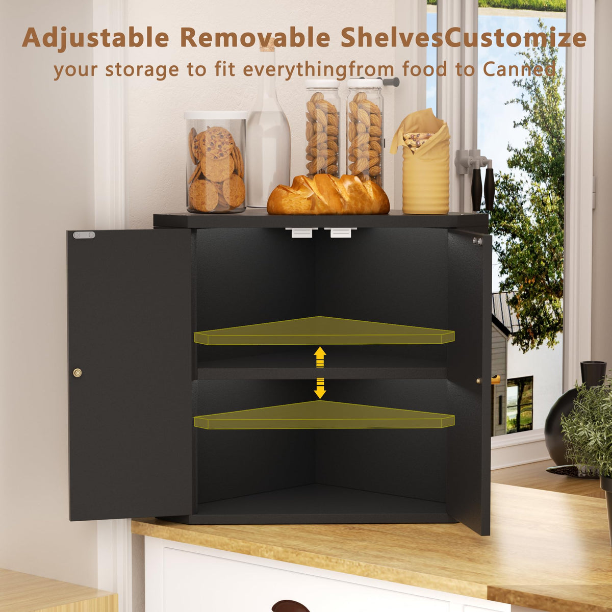 Black Corner Bread Box E5690