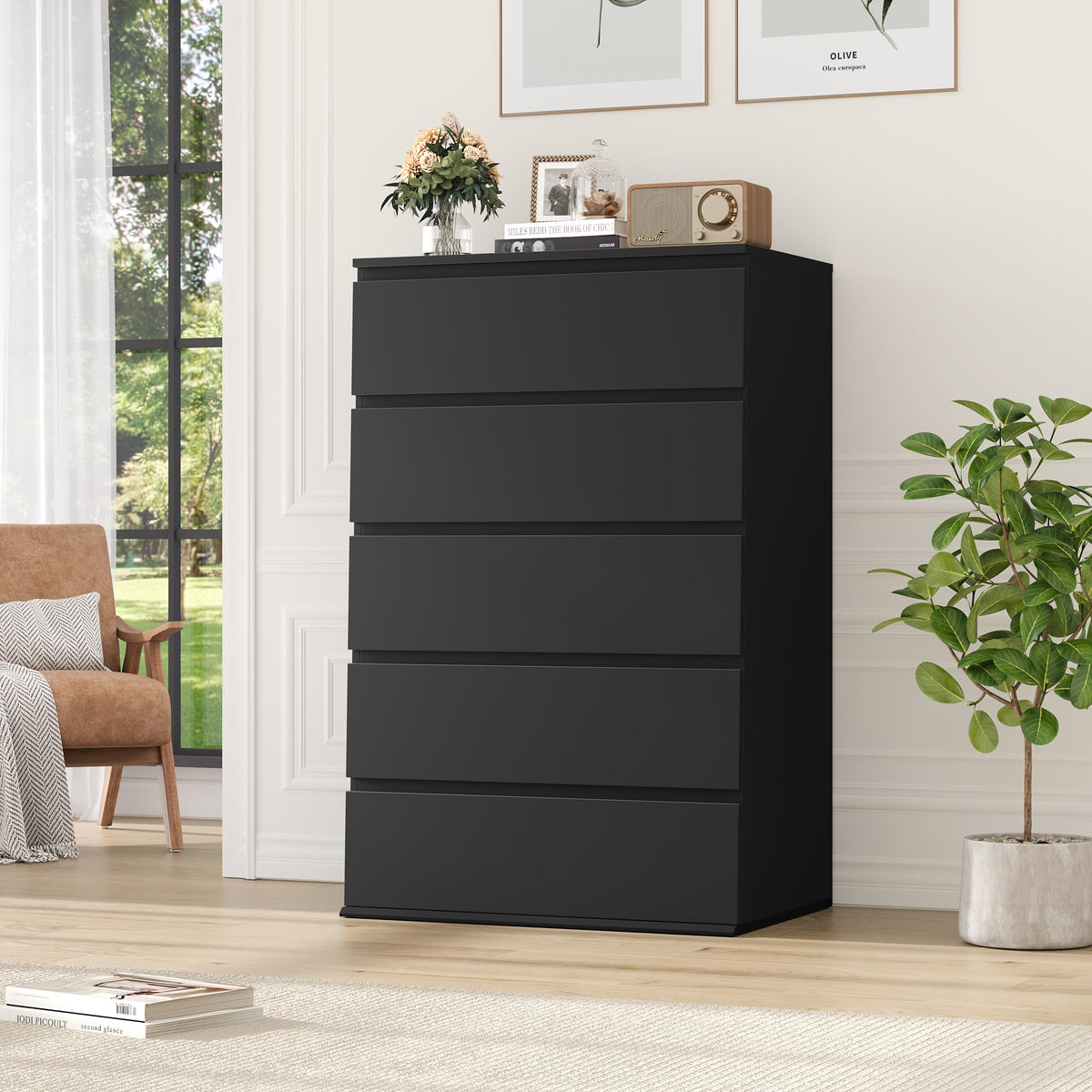 Black 5 Drawer Dresser F77909
