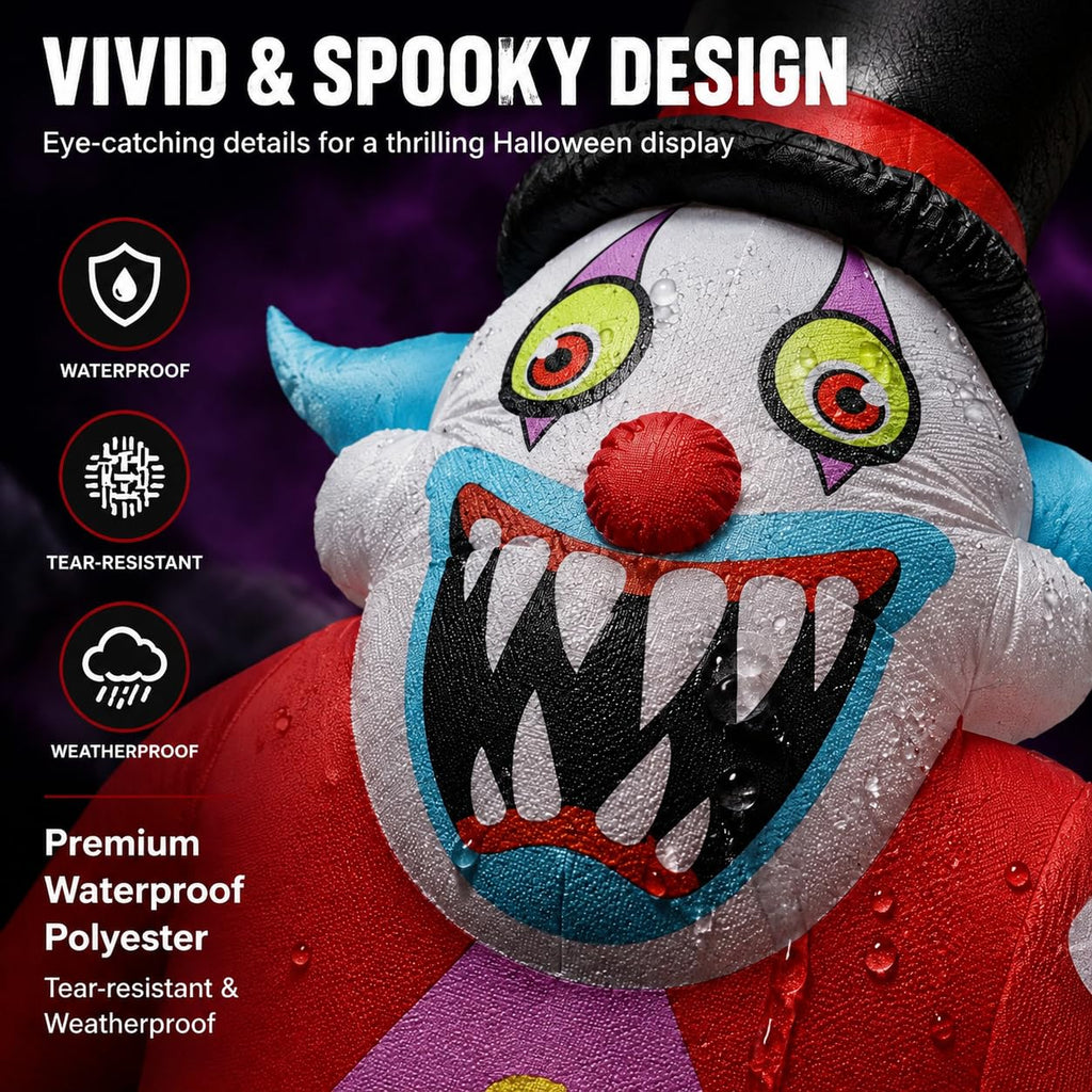 11FT Giant Halloween Inflatables Clown Ghost with LED Lights V745221