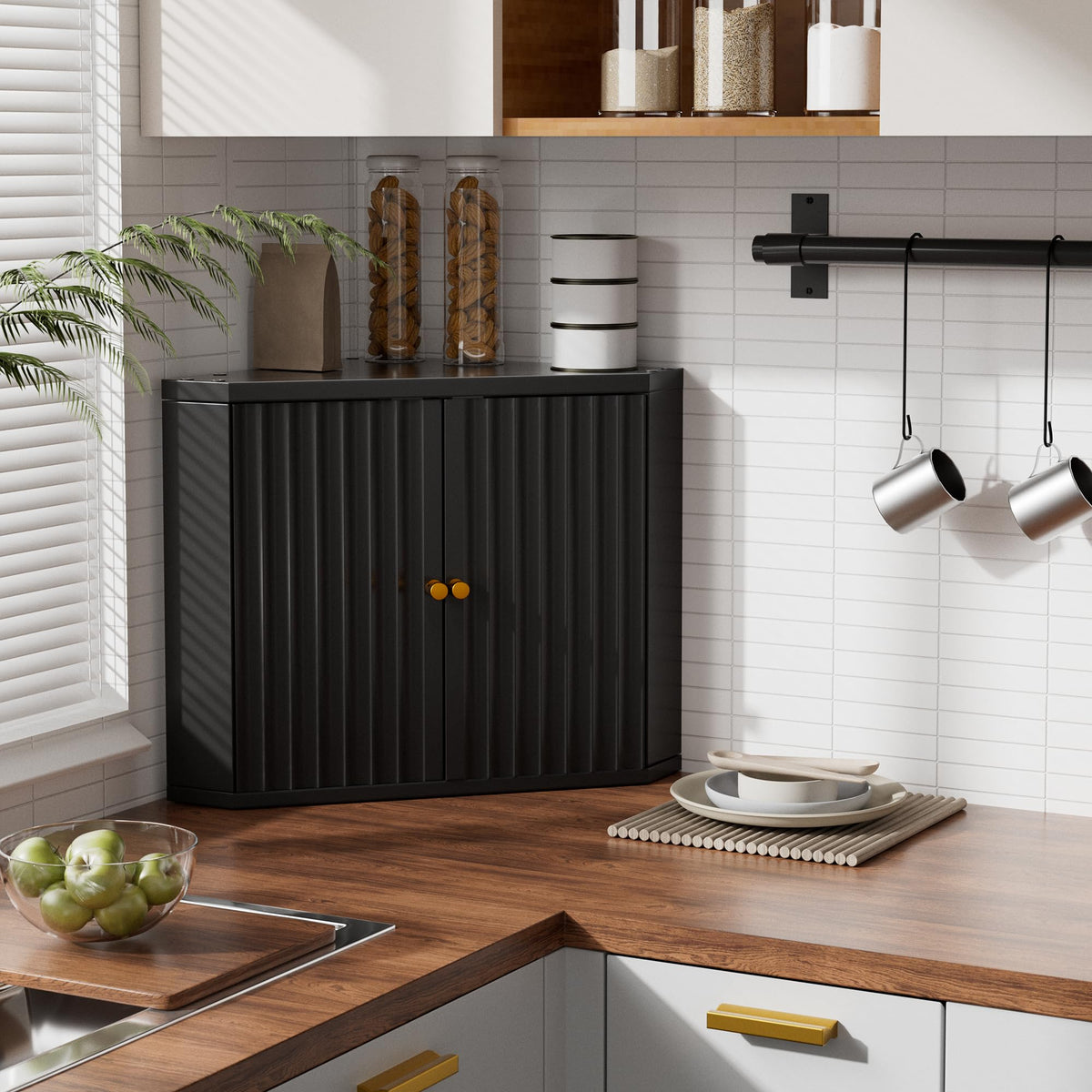 Black Corner Bread Box E5690