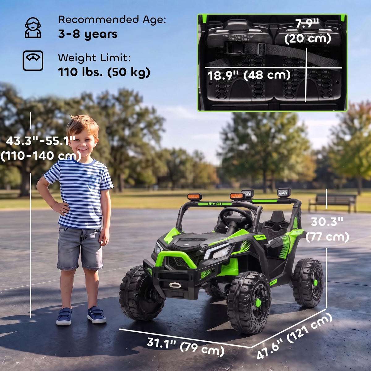 24V 2 Seater Ride On Truck Car Green B9358