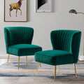 Velvet Accent Chair Set of 2 Emerald Green Wingback Armless Slipper Chair H6854