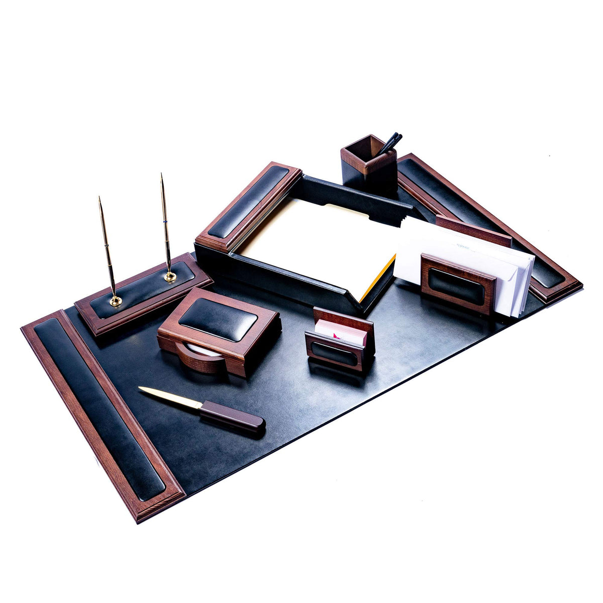 Wood & Leather Desk Set 8 Piece L76141