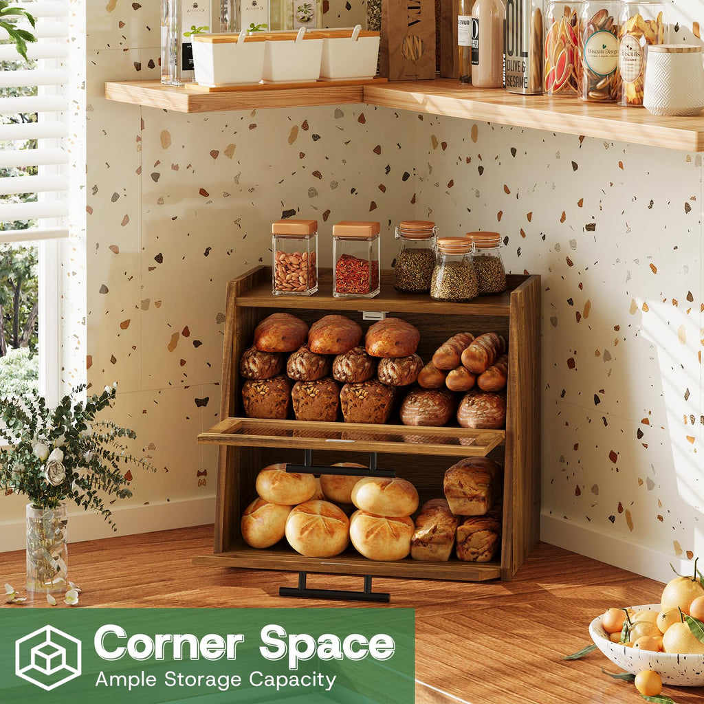 Acacia Wood 2-Layer Bread Box H541256